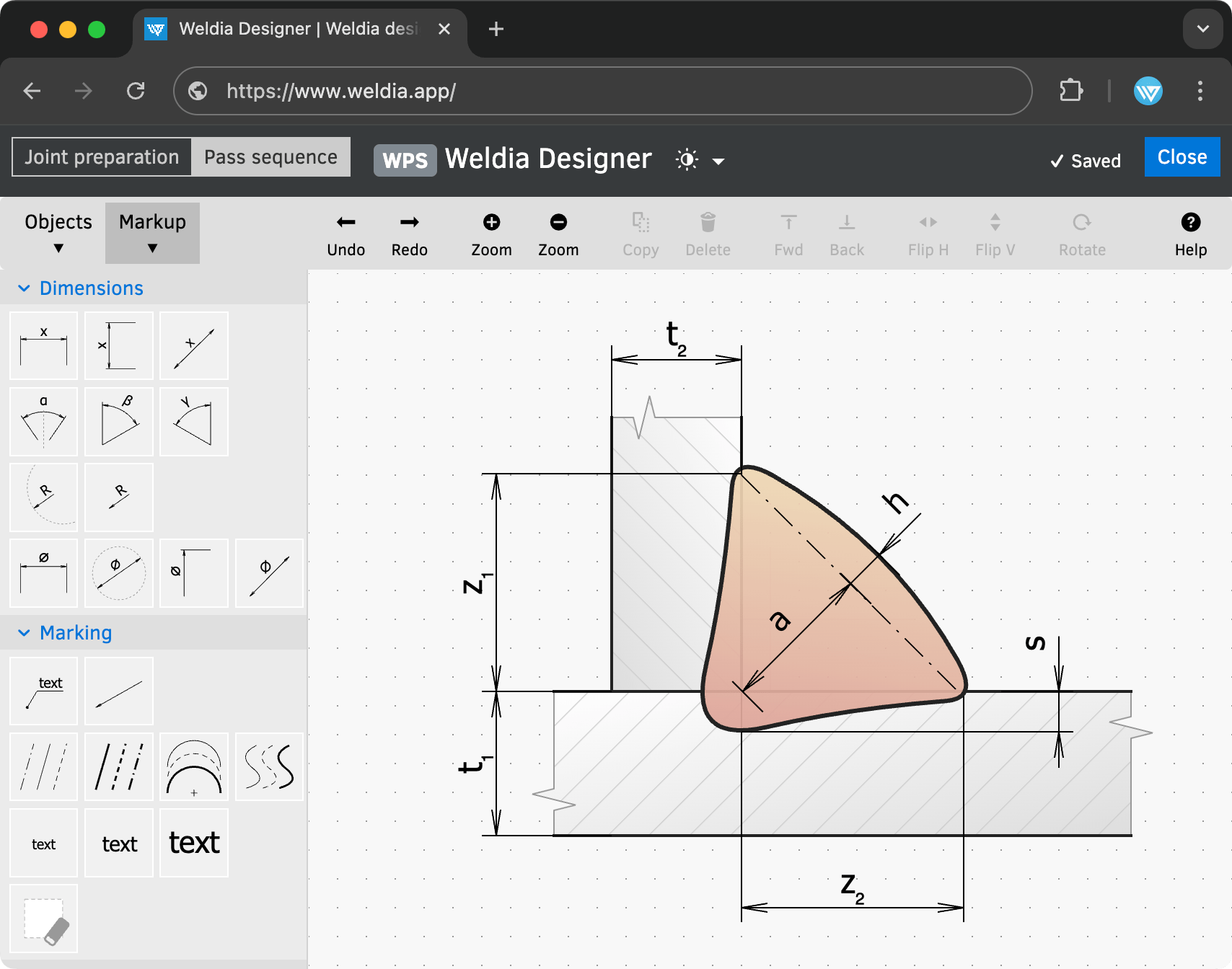 Chrome window with Weldia Designer app